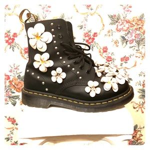 Dr. Marten rare flower covered high tops with box.